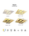 DALIA * PLAFÓN CUADRADO 24W+24W - ORO + BLANCO